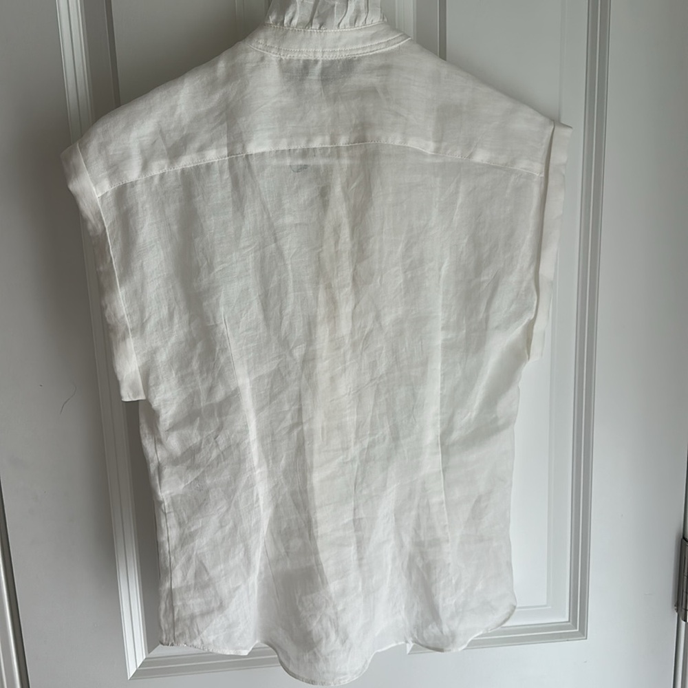 NWOT( has spots ) Zara Woman RUFFLED SHIRT ZW COLLECTION White Size XS - Picture 11 of 13